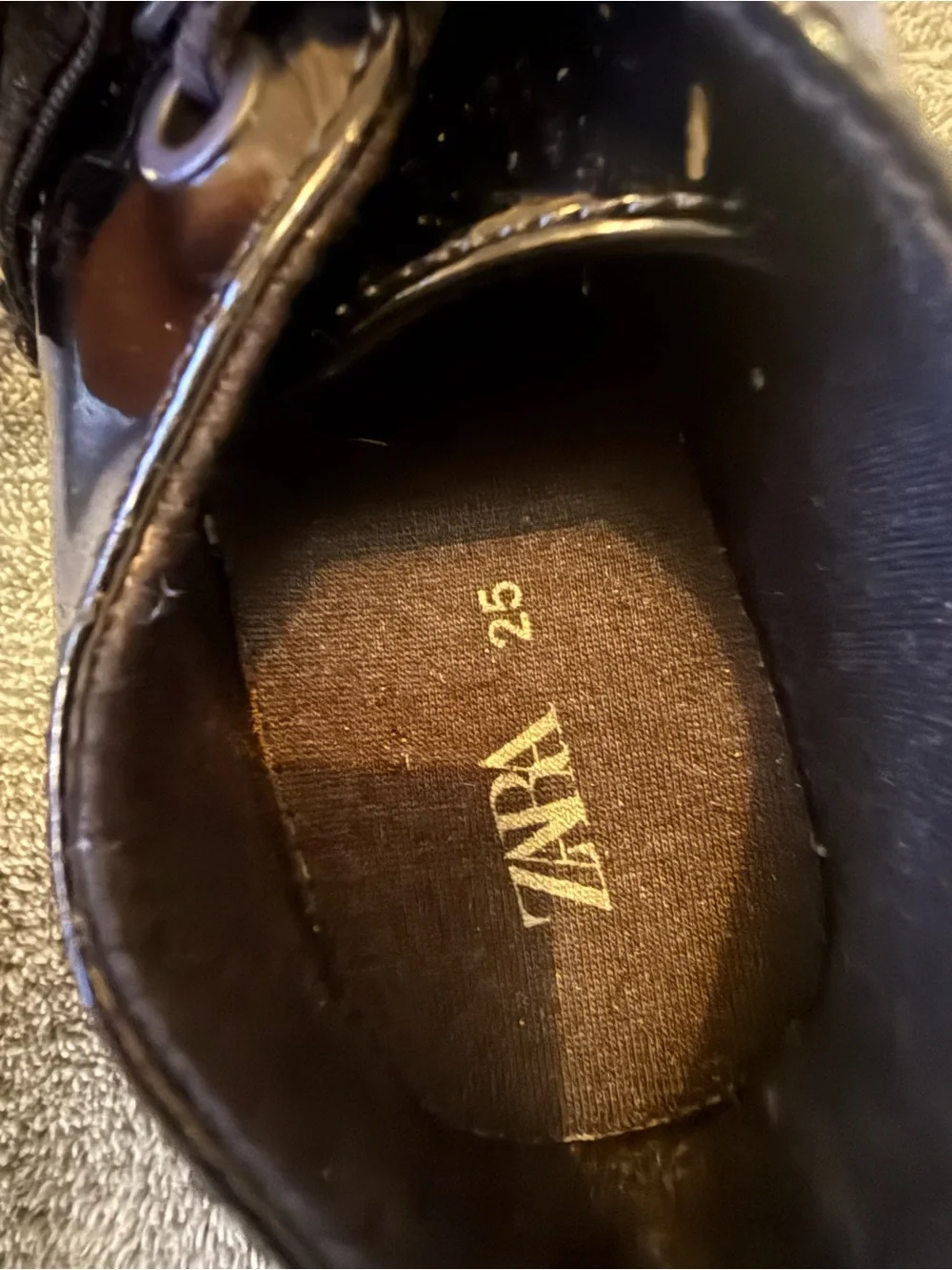 Zara Black Patent Kids Lace-Up Dress Shoes size 25